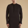 Black Ajrakh Printed Kurta Jacket Set