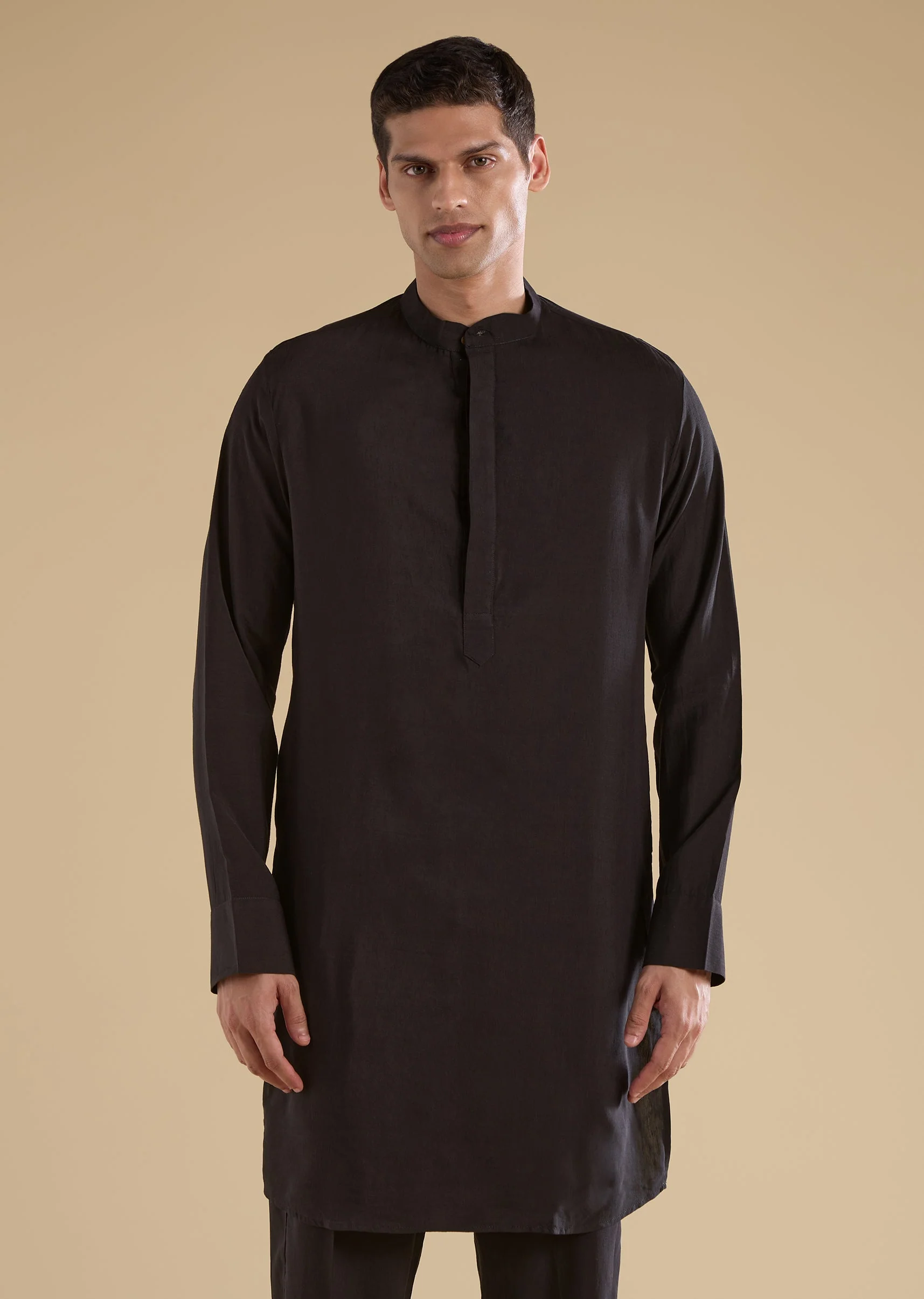 Black Ajrakh Printed Kurta Jacket Set