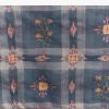 Blue Linen Saree With Hand Block Ajrakh Print And Lavender Border