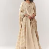 Gold Tissue Zardosi Work Floor Length Anarkali With Dupatta
