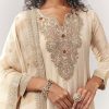 Gold Tissue Zardosi Work Floor Length Anarkali With Dupatta