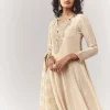 Gold Tissue Zardosi Work Floor Length Anarkali With Dupatta