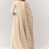 Gold Tissue Zardosi Work Floor Length Anarkali With Dupatta