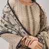 Beige Printed Chanderi Handwork Anarkali