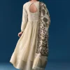 Beige Chanderi Anarkali Set With Mirror And Sequins Work