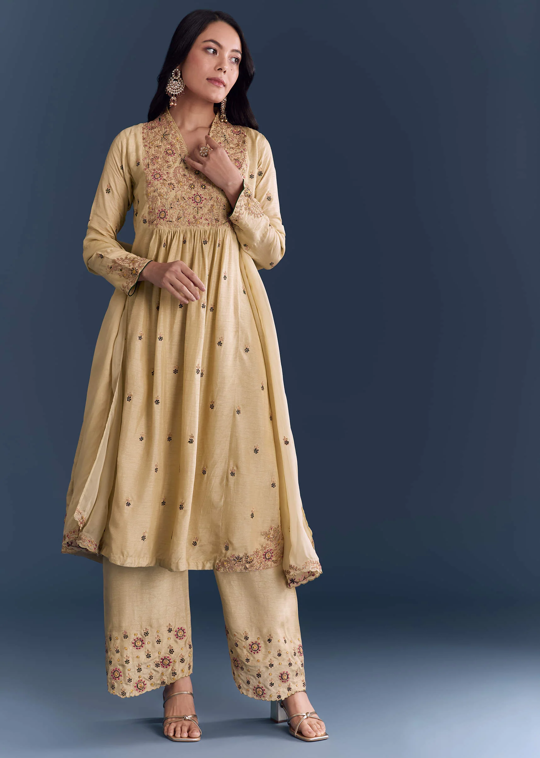 17180-beige-silk-anarkali-suit-with-zari-embroidery-1.webp Beige Silk Anarkali Suit With Zari Embroidery