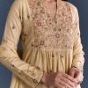 Beige Silk Anarkali Suit With Zari Embroidery
