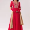 Red Beige Zardozi Anarkali