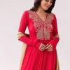Red Beige Zardozi Anarkali