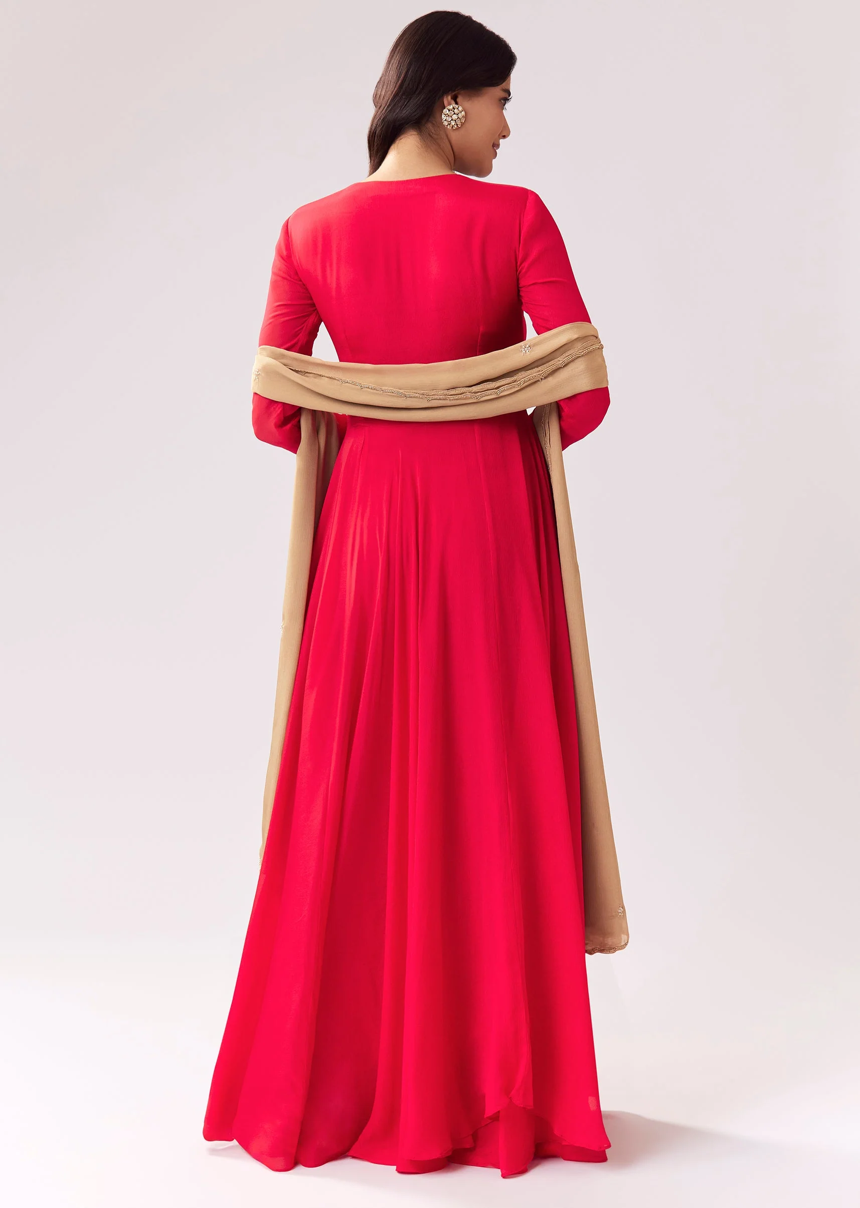 Red Beige Zardozi Anarkali