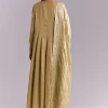 Gold Muslin Anarkali Suit With Mirror And Moti Embroidery