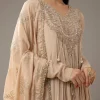 Beige Mirror Embellished Anarkali with Dupatta