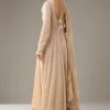 Beige Mirror Embellished Anarkali with Dupatta