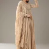 Beige Mirror Embellished Anarkali with Dupatta
