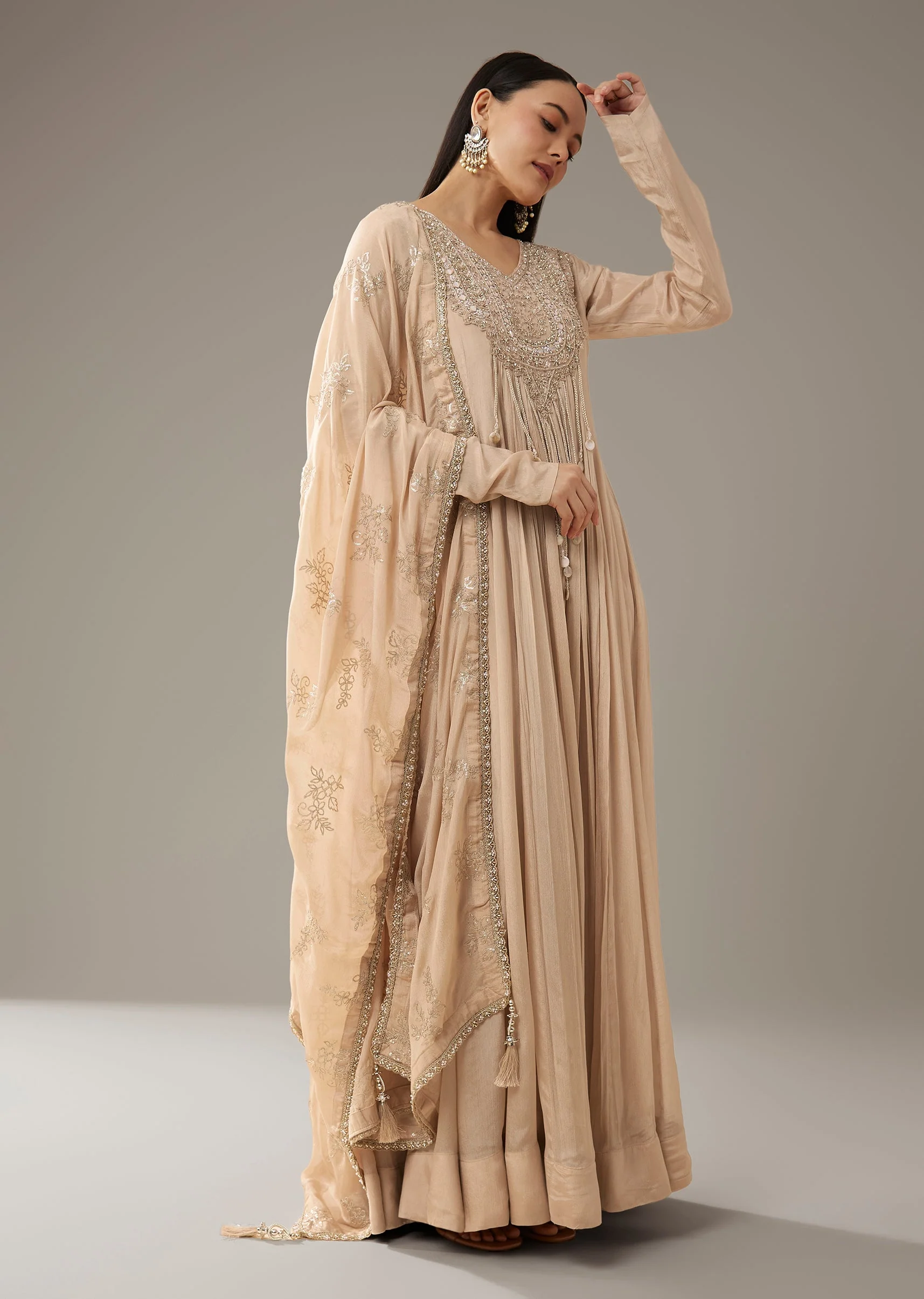 17219-xs-xs-variation-1.webp Beige Mirror Embellished Anarkali with Dupatta