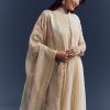 Beige Tissue Anarkali Suit With Delicate Zari Embroidery