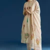 Off White Block Print Anarkali With Gotta Lace Neckline And Dupatta