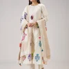 Off White Hand Block Print Anarkali With Gotta Lace Work
