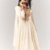 Off White Zardosi And Thread Work Anarkali With Choker Style Dupatta