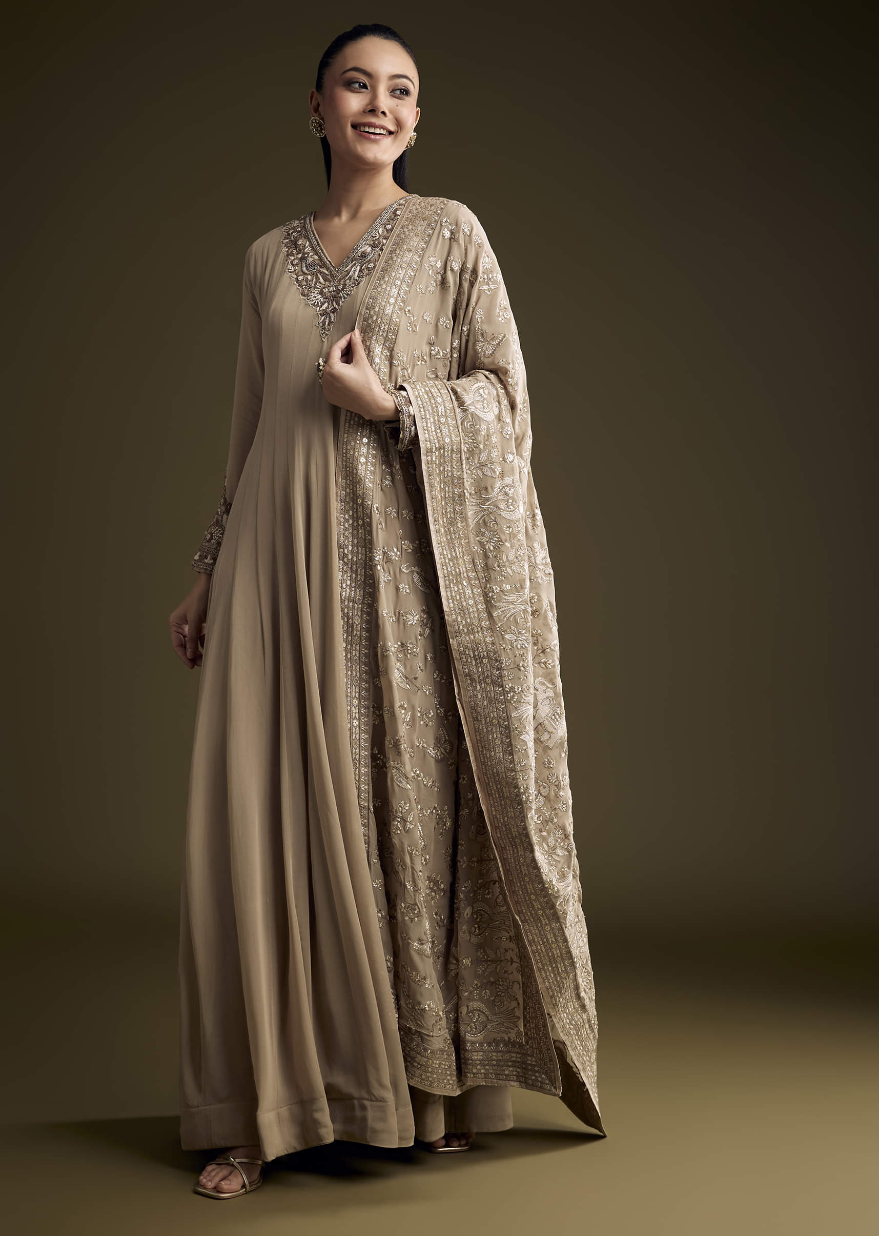 17284-beige-georgette-anarkali-suit-with-sequins-and-thread-embroidery-1.jpg Beige Georgette Anarkali Suit With Sequins And Thread Embroidery