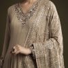 Beige Georgette Anarkali Suit With Sequins And Thread Embroidery