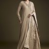 Beige Georgette Anarkali Suit With Sequins And Thread Embroidery