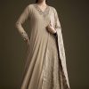 Beige Georgette Anarkali Suit With Sequins And Thread Embroidery