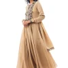 Beige Tissue Anarkali With Rich Zardosi Detailing