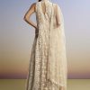 Beige Threadwork Anarkali With Dupatta