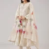 Off White Hand Block Print Anarkali And Gotta Lace Work