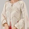 Off White Hand Block Print Anarkali And Gotta Lace Work