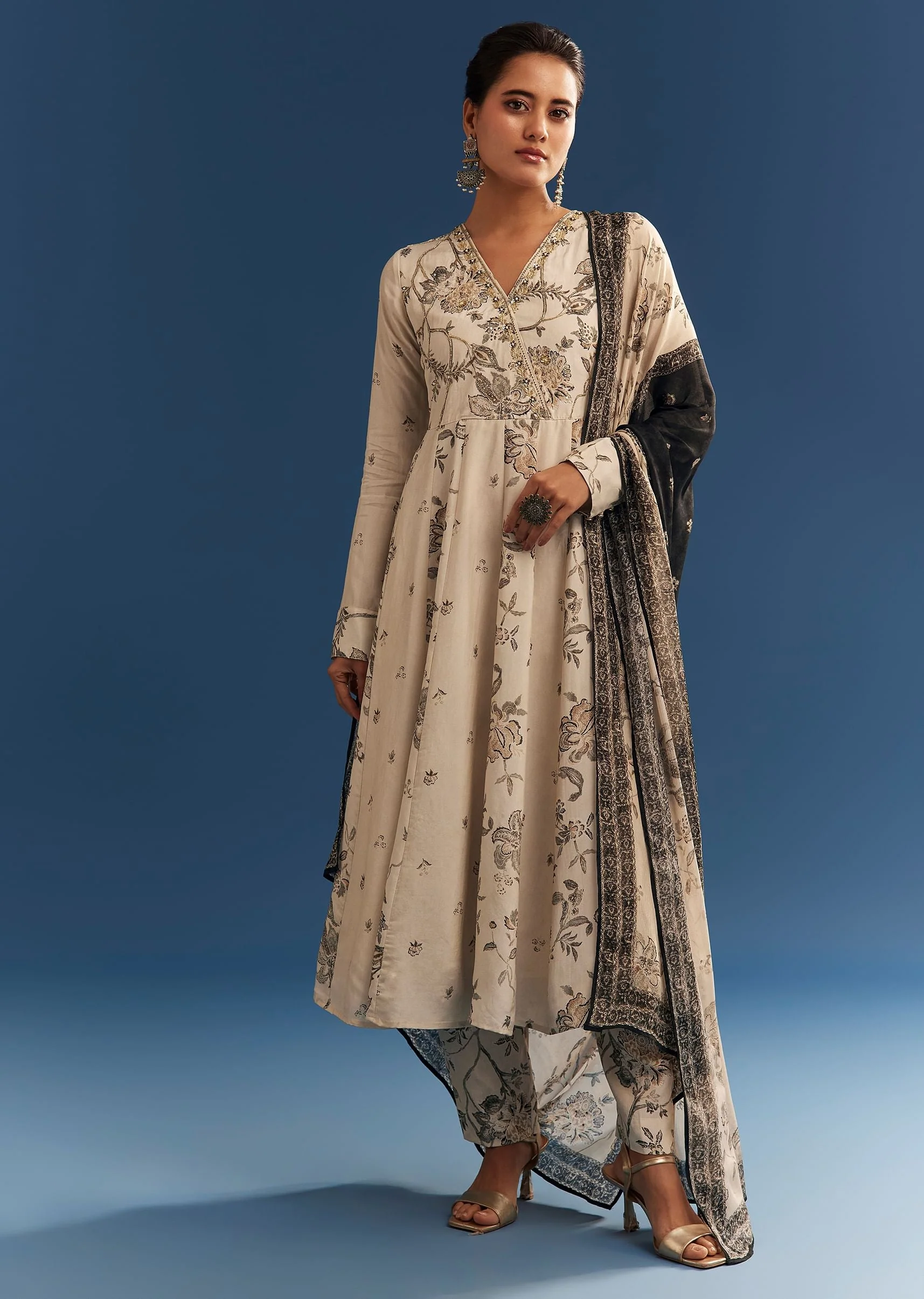 17347-beige-floral-printed-crepe-anarkali-set-with-embroidered-neckline-1.webp Beige Floral Printed Crepe Anarkali Set With Embroidered Neckline