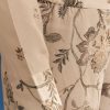Beige Floral Printed Crepe Anarkali Set With Embroidered Neckline