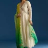 Ombre Chanderi Angrakha Style Anarkali Suit With Ombre Dupatta