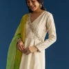 Ombre Chanderi Angrakha Style Anarkali Suit With Ombre Dupatta