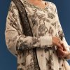 Beige Floral Printed Crepe Anarkali Set With Chinon Dupatta