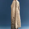 Beige Floral Printed Crepe Anarkali Set With Chinon Dupatta