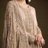 Beige Georgette Anarkali Suit With Thread And Sequins Embroidery