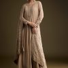 Beige Georgette Anarkali Suit With Thread And Sequins Embroidery