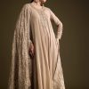 Beige Georgette Anarkali Suit With Thread And Sequins Embroidery