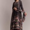 Black Floral Printed Anarkali Set