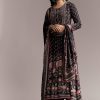 Black Floral Printed Anarkali Set