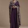 Purple Georgette Anarkali Set with Sequin Work
