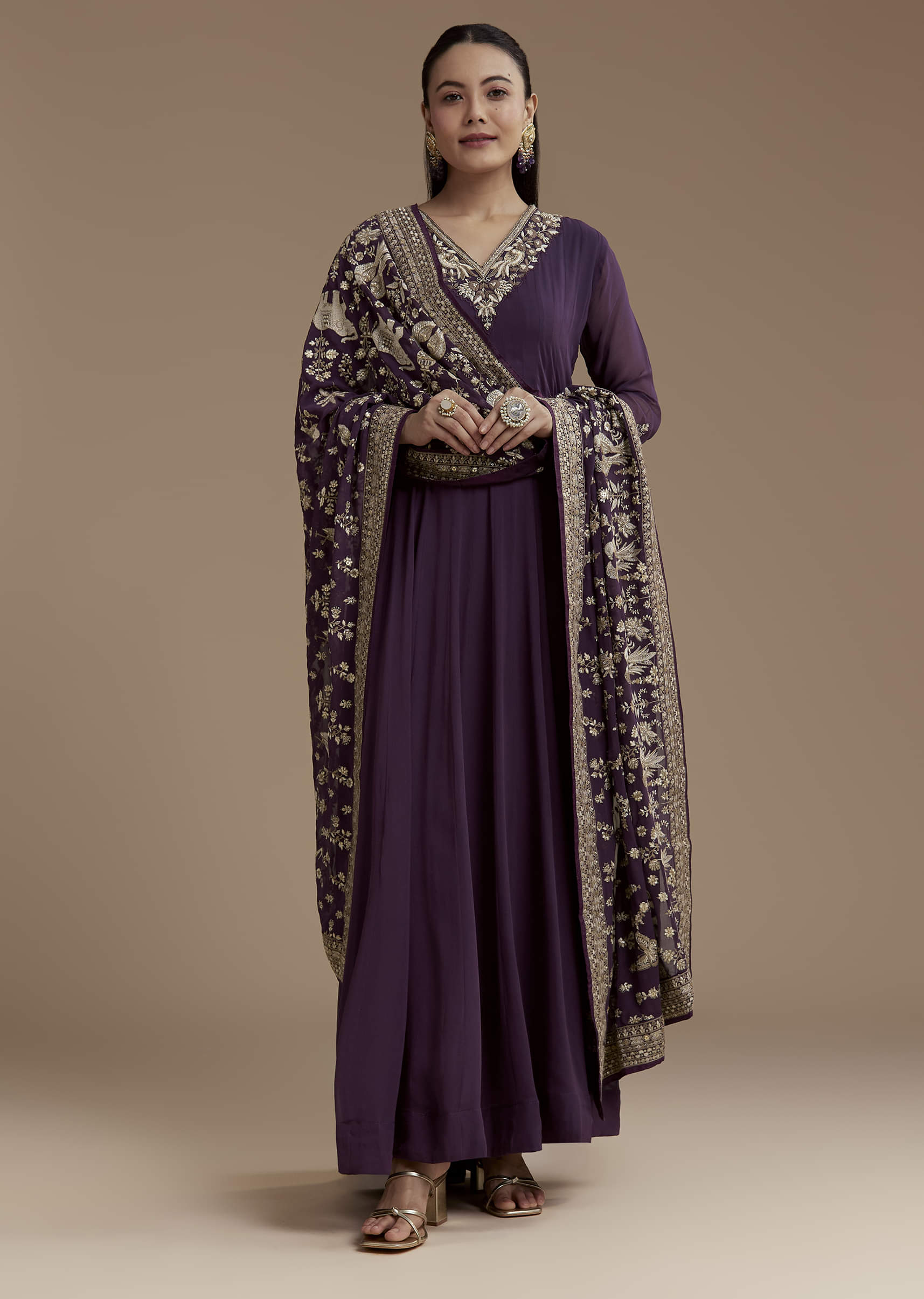 17447-purple-georgette-anarkali-set-with-sequin-work-1.jpg Purple Georgette Anarkali Set with Sequin Work