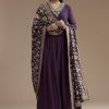 Purple Georgette Anarkali Set with Sequin Work
