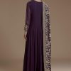 Purple Georgette Anarkali Set with Sequin Work