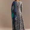 Grey Roman Silk Printed Anarkali Set