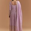 Lavender Tissue Anarkali Suit With Sequins And Beads Work