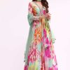 Sea Green Embroidered Chiffon Anarkali Set