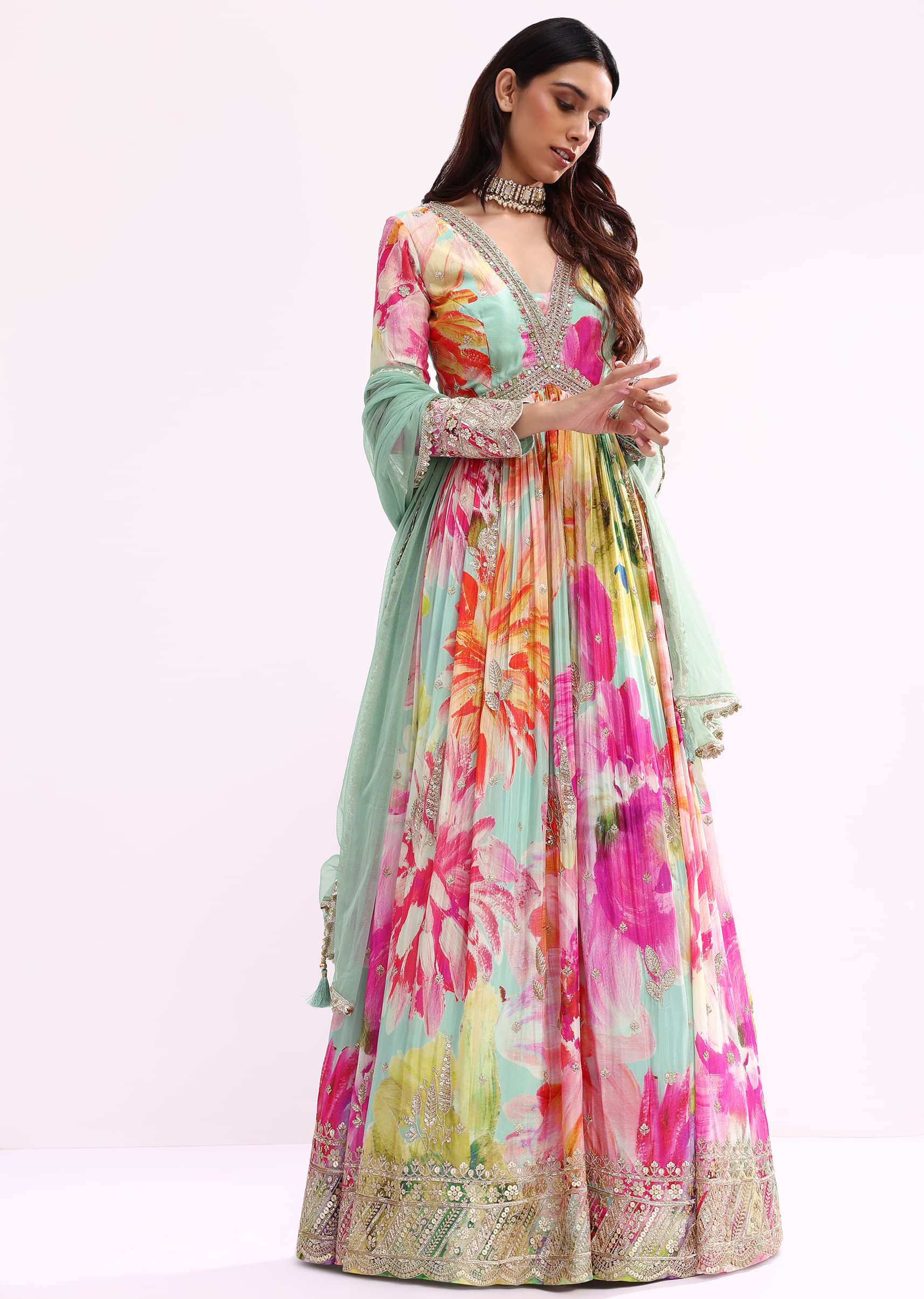 17473-sea-green-embroidered-chiffon-anarkali-set-1.jpg Sea Green Embroidered Chiffon Anarkali Set